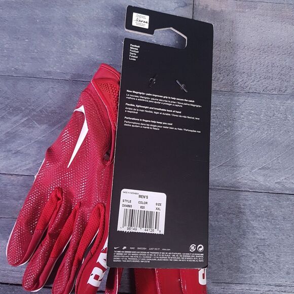 NIKE Vapor Jet Arkansas Razorbacks Football Gloves Size 2XL Maroon Red Receiver - Picture 4 of 4